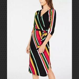 INC Striped Wrap Dress Size XL